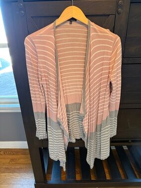 Staccato Pink and White Striped Cardigan